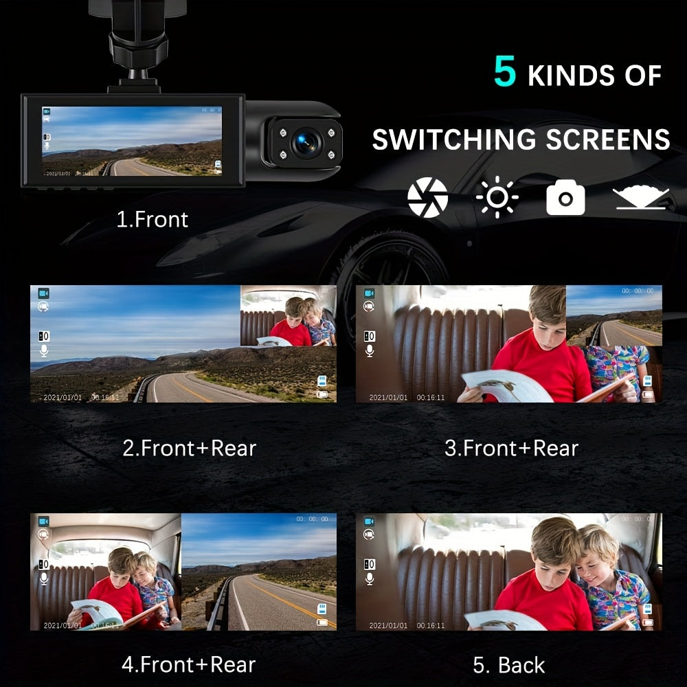 Dash Cam For Cars, Front And Inside