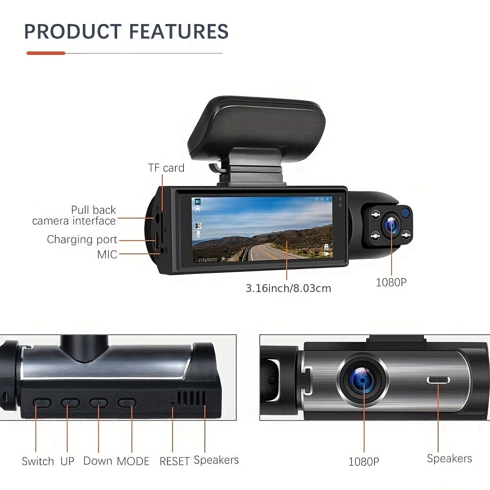 Dash Cam For Cars, Front And Inside